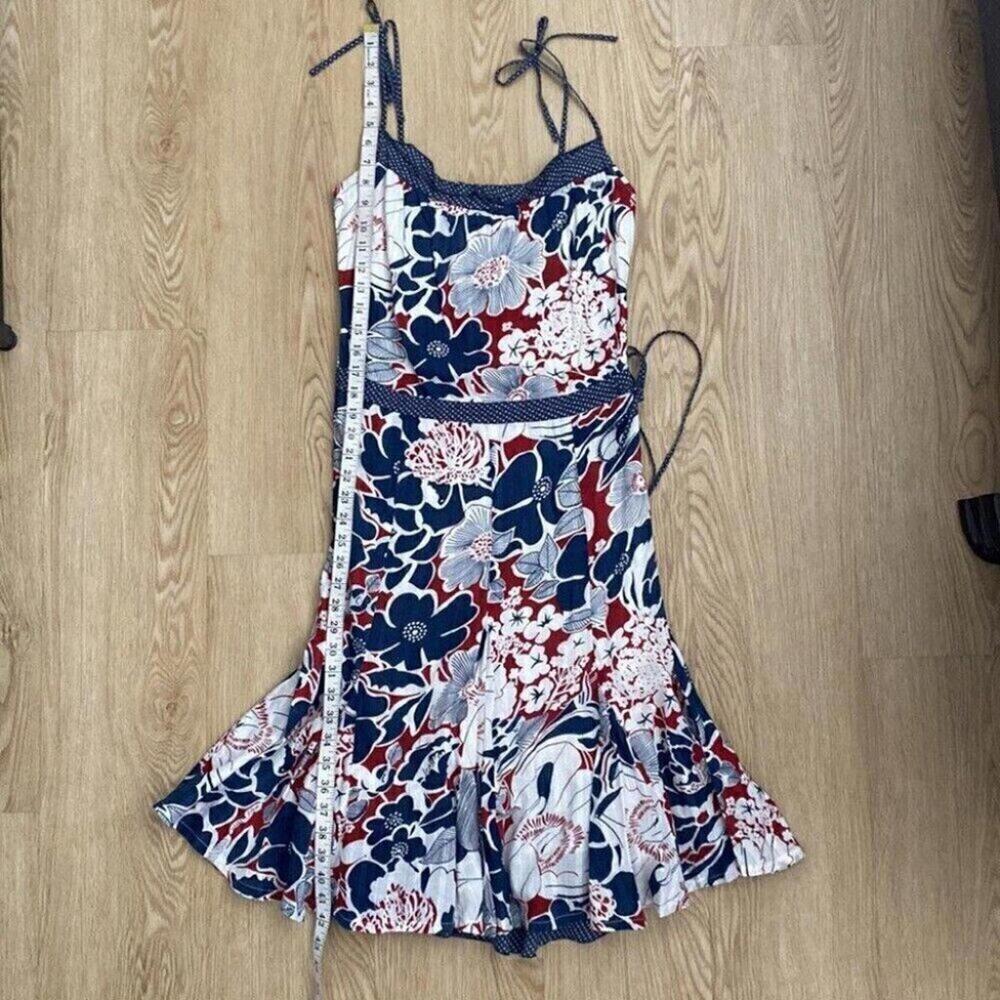 Retro Floral Sundress Blue White Small - Picture 11 of 13